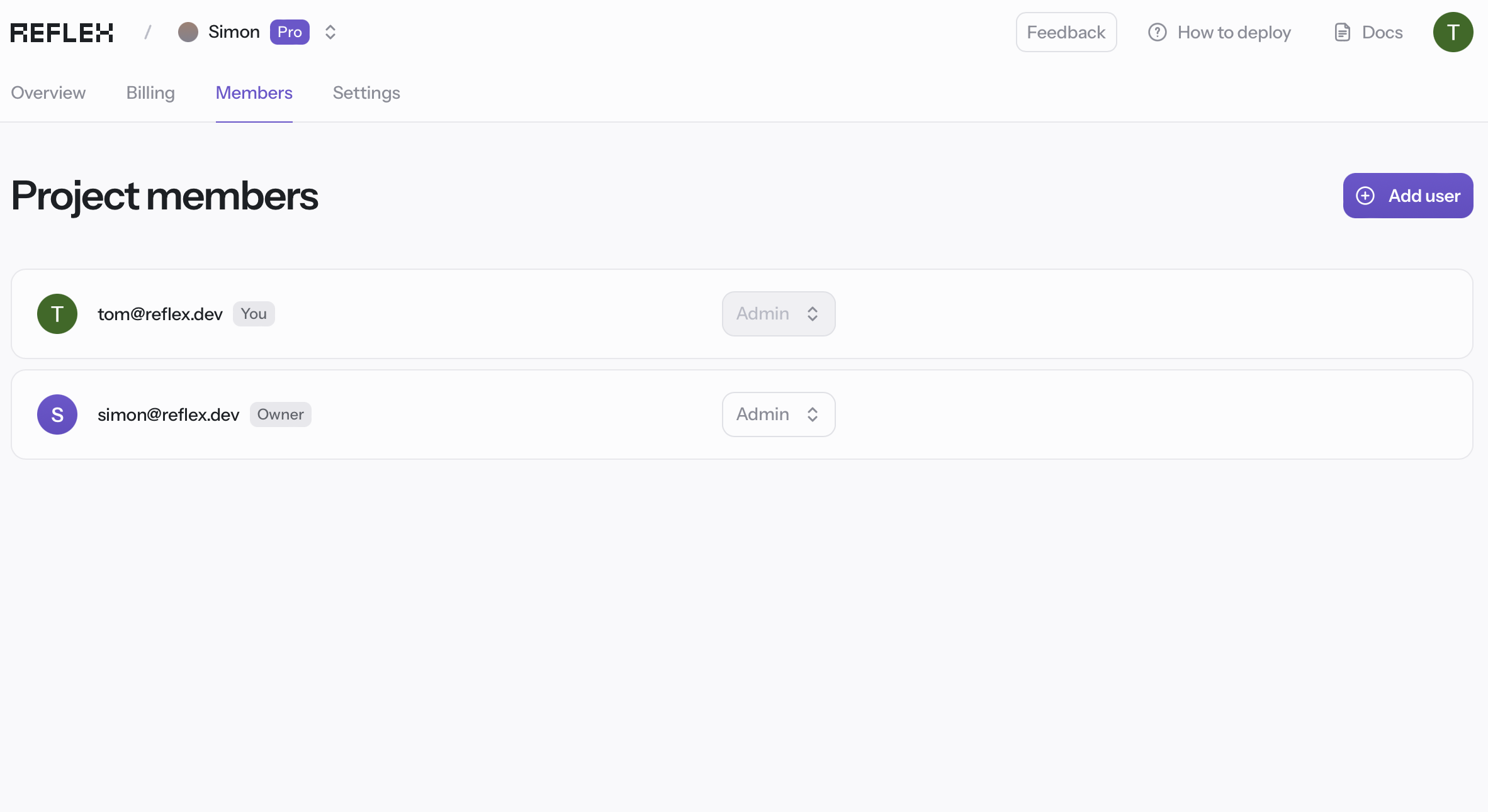 Adding team members to Reflex Cloud